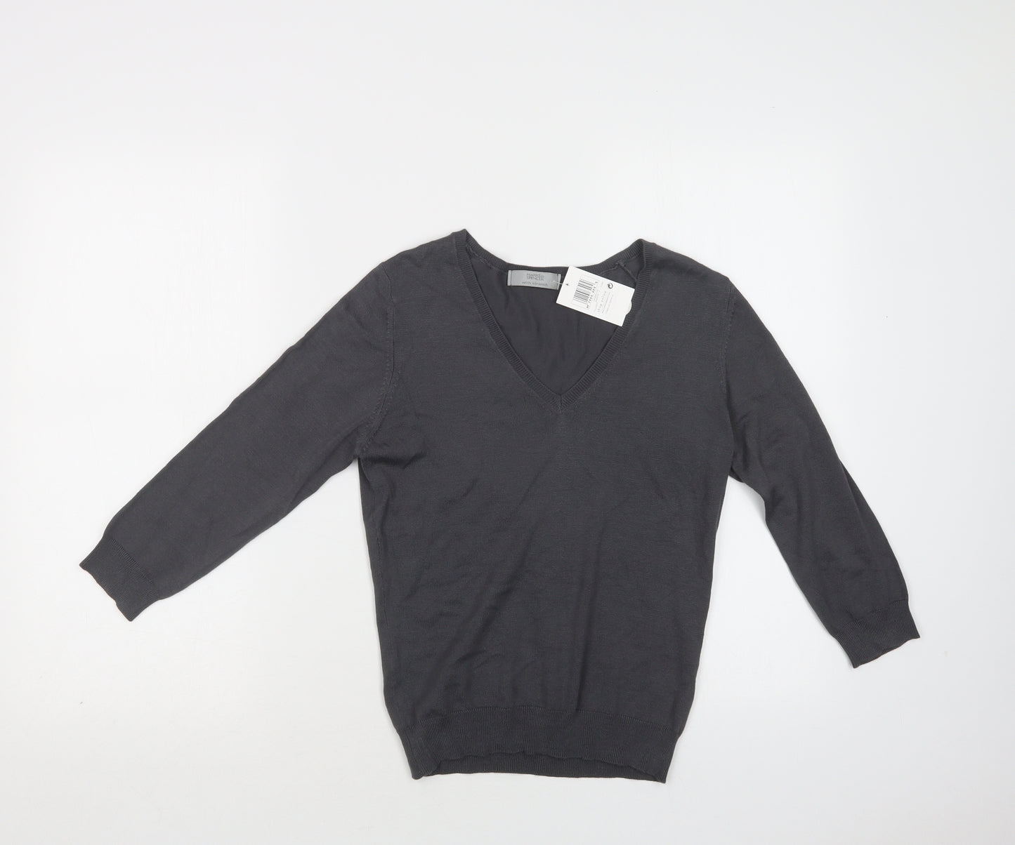 M&S Womens Grey V-Neck  Viscose Pullover Jumper Size 12
