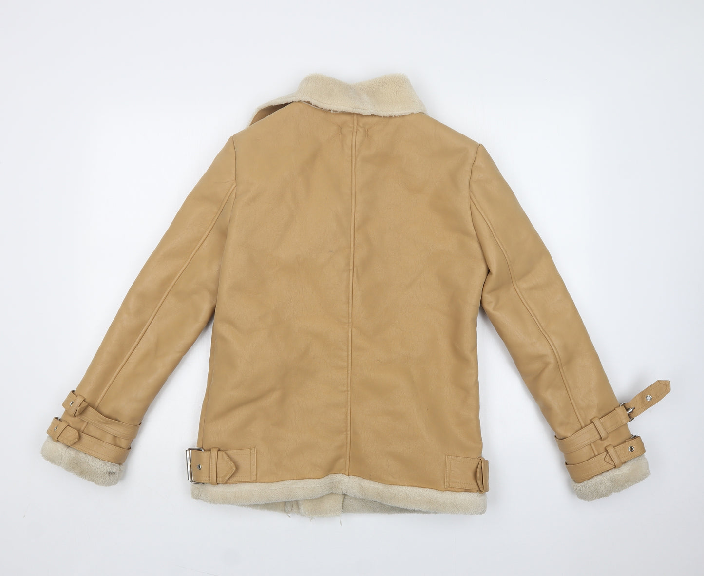 Missguided Womens Beige   Biker Jacket Size XS  Zip