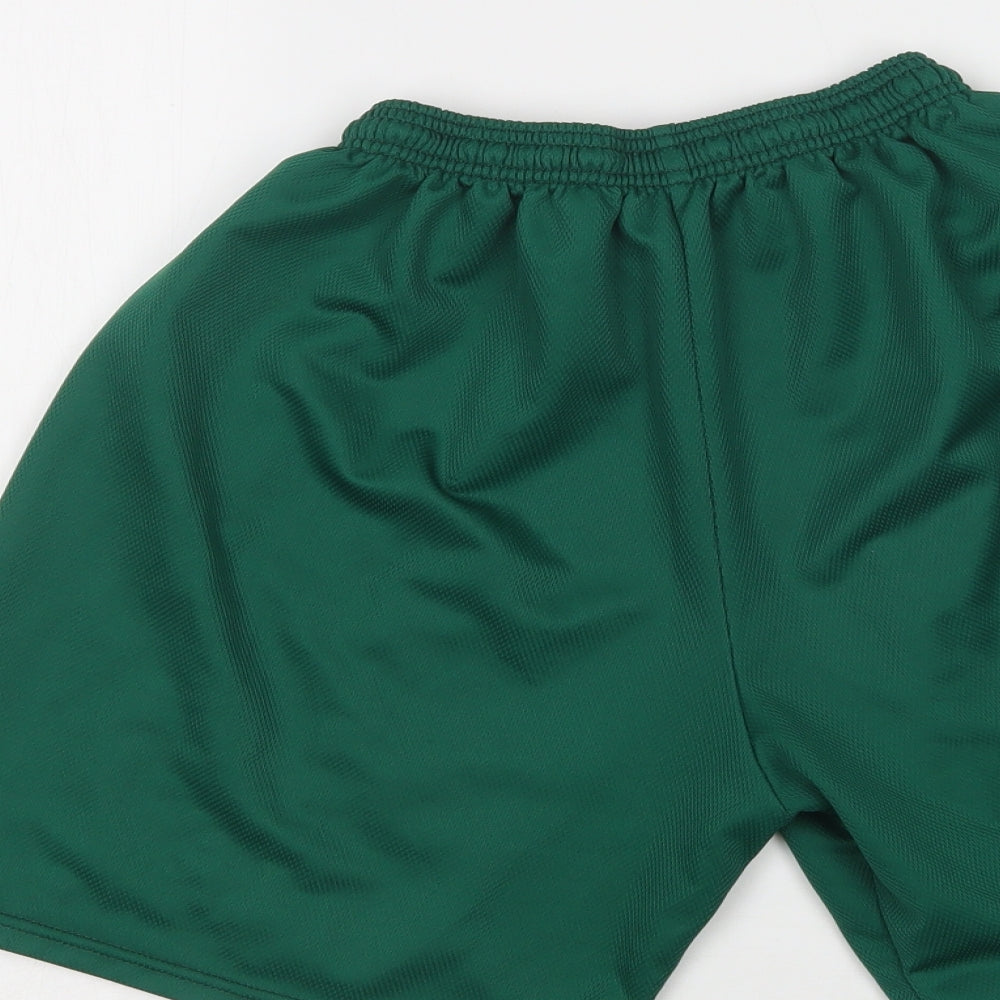 Preworn Mens Green Striped Polyester Sweat Shorts Size 34 L8 in Regular