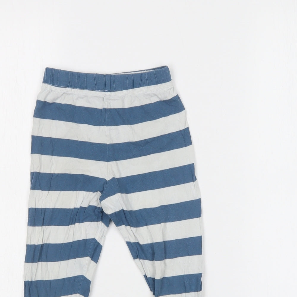 M&S Boys Blue Striped Cotton  Pyjama Pants Size 2-3 Years