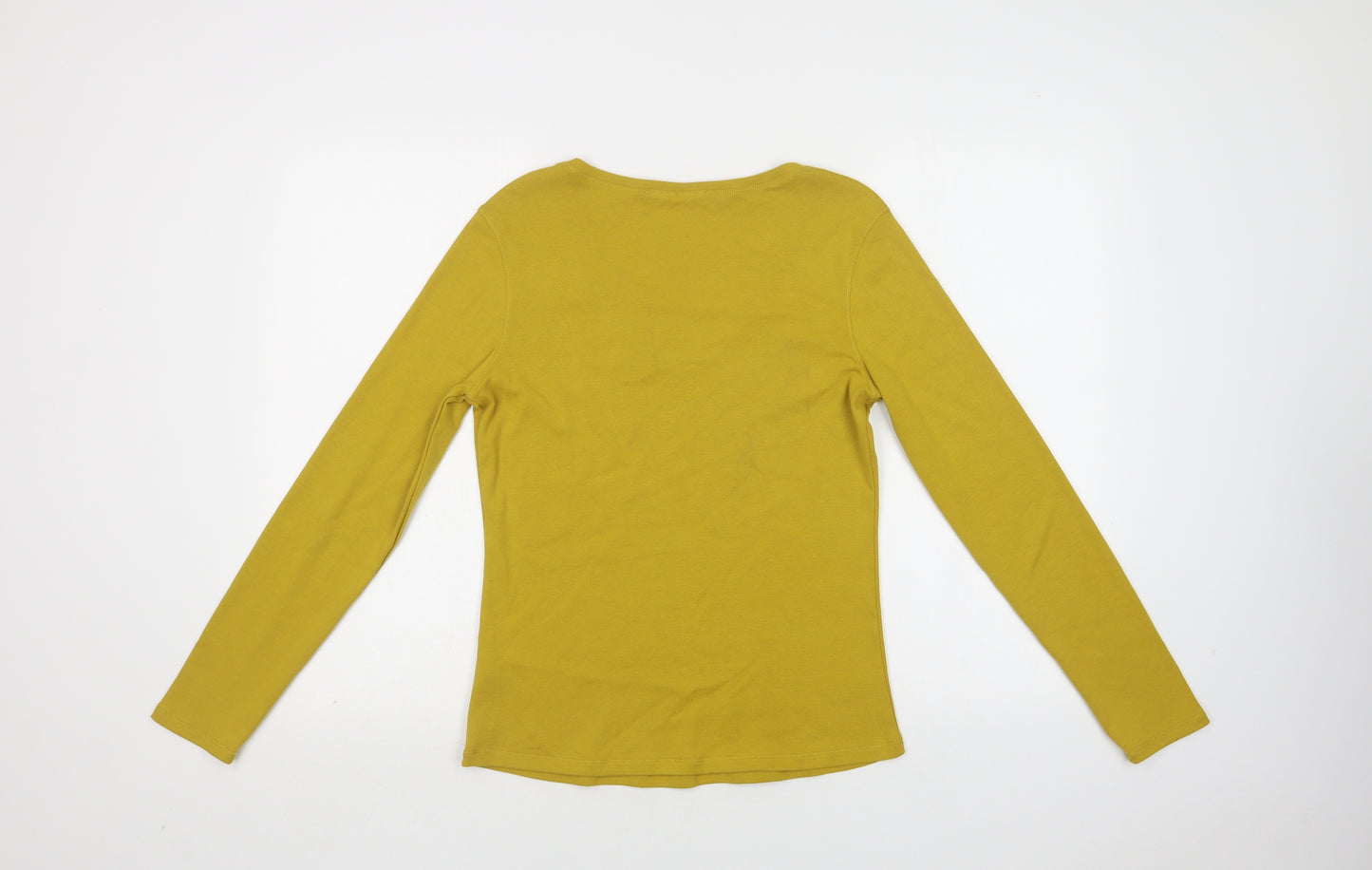 M&S Womens Green  Cotton Basic T-Shirt Size 12 V-Neck