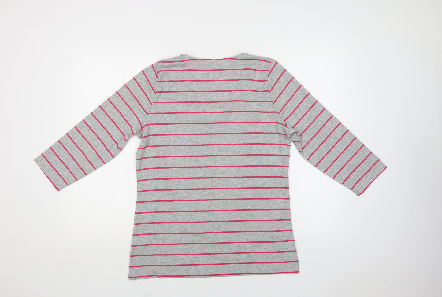 George Womens Grey Striped Polyester Basic T-Shirt Size 18 V-Neck