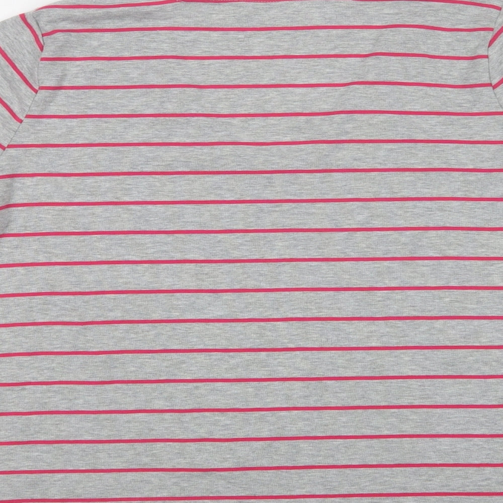 George Womens Grey Striped Polyester Basic T-Shirt Size 18 V-Neck