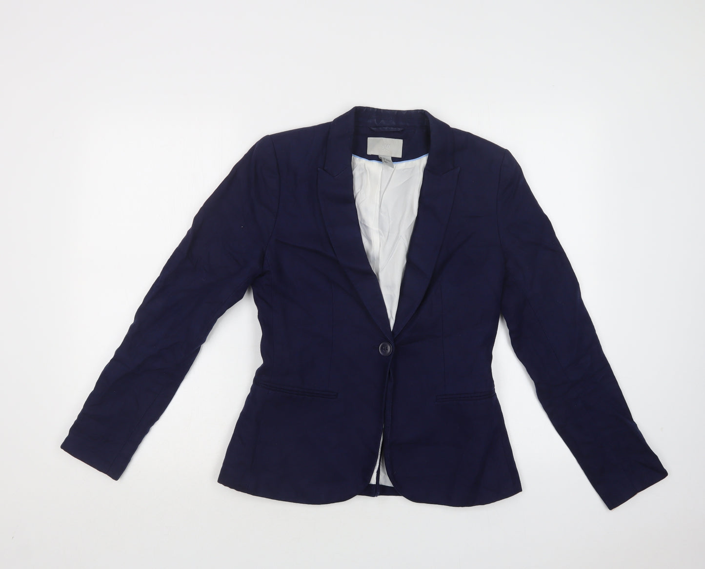 H&M Womens Blue   Jacket Blazer Size 8  Button