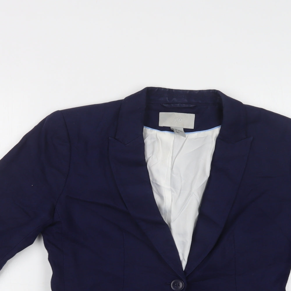H&M Womens Blue   Jacket Blazer Size 8  Button