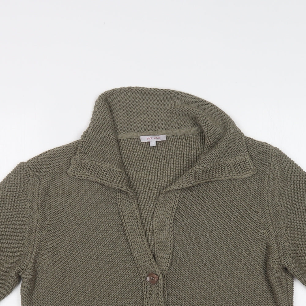 Per Una Womens Green Collared  Acrylic Cardigan Jumper Size L