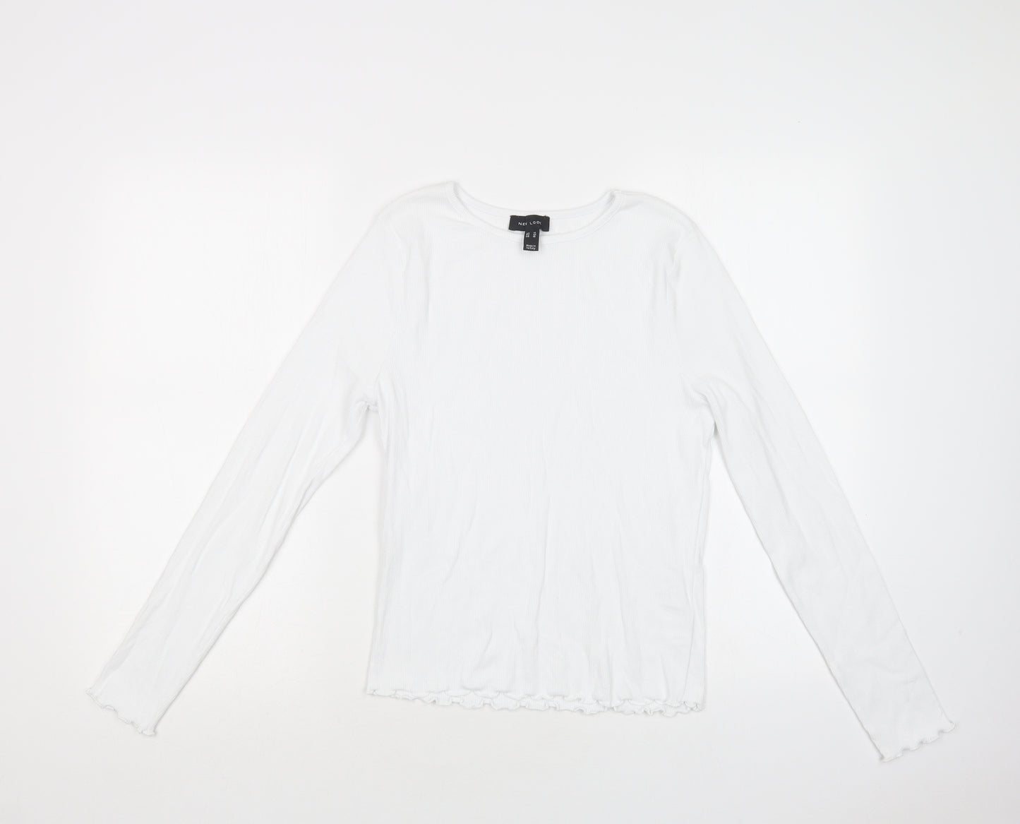 New Look Womens White  Cotton Basic T-Shirt Size 14 Crew Neck