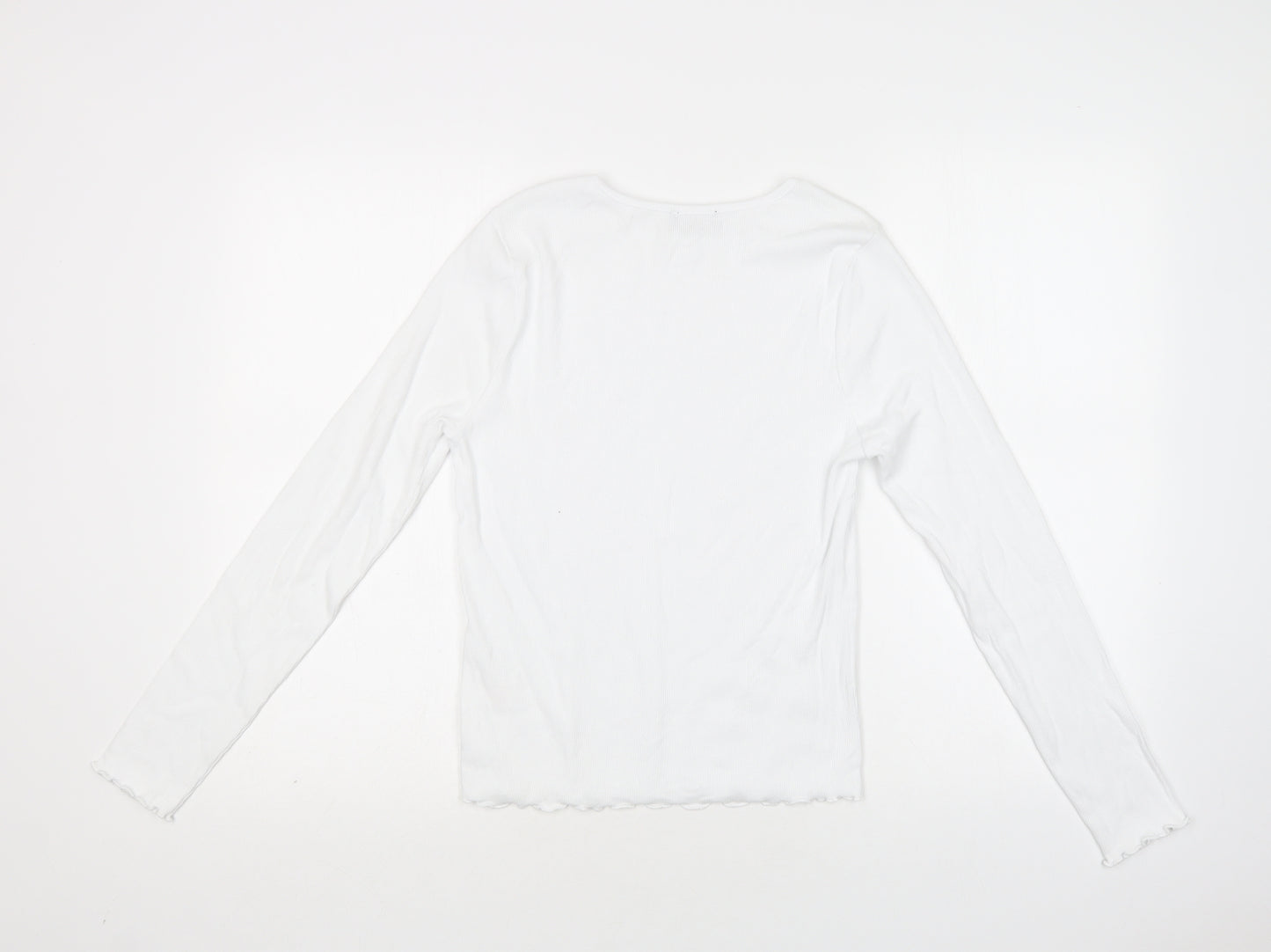 New Look Womens White  Cotton Basic T-Shirt Size 14 Crew Neck