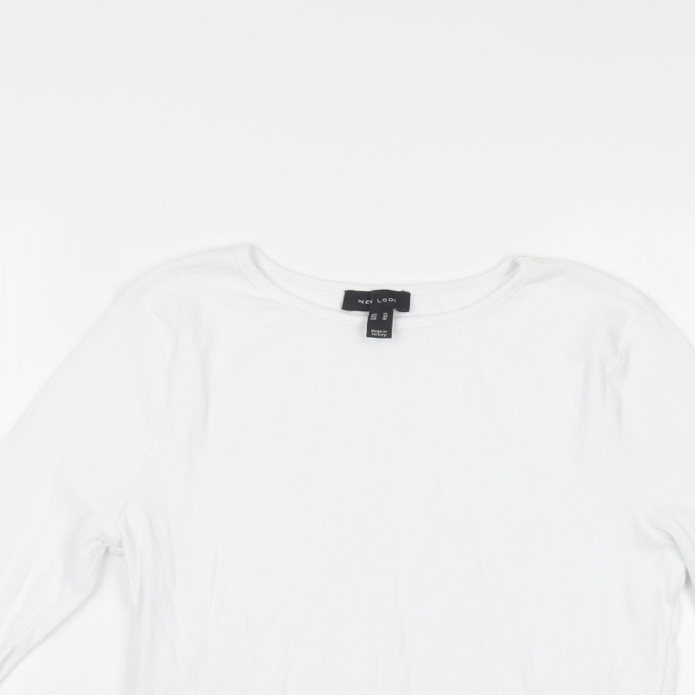 New Look Womens White  Cotton Basic T-Shirt Size 14 Crew Neck