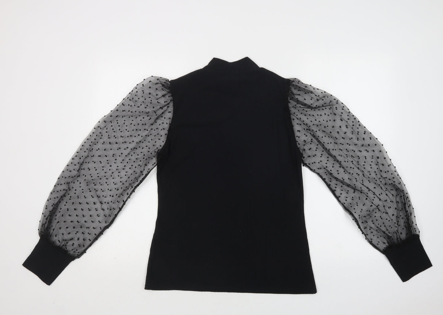 Quiz Womens Black Polka Dot Polyester Basic Blouse Size 16 Mock Neck