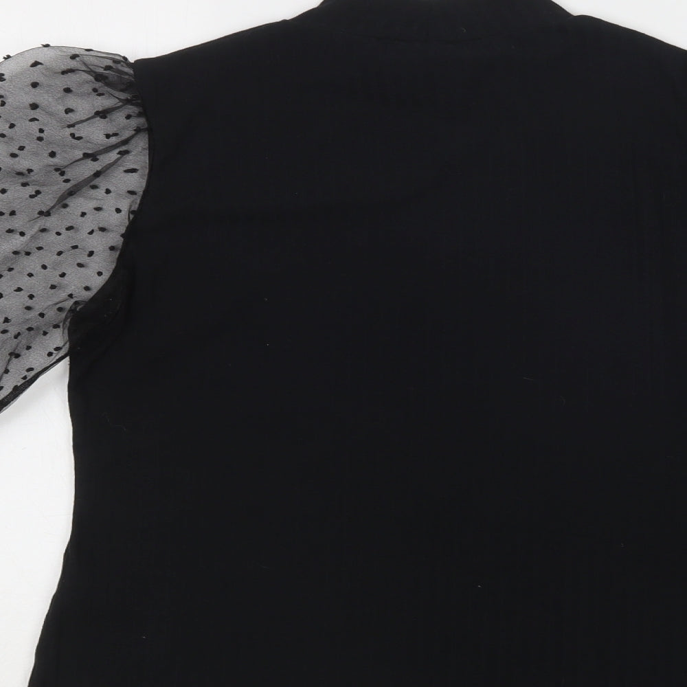 Quiz Womens Black Polka Dot Polyester Basic Blouse Size 16 Mock Neck