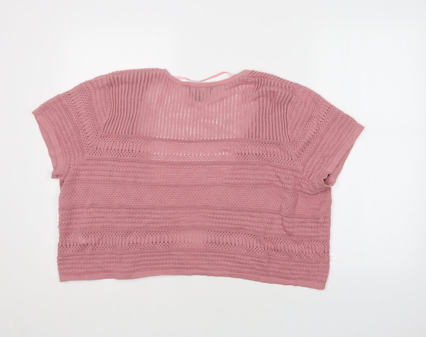 Primark Womens Pink V-Neck  Cotton Shrug Jumper Size XL