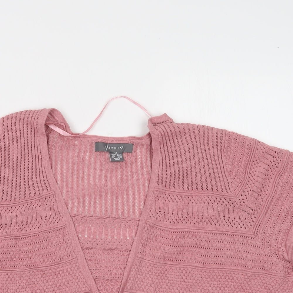 Primark Womens Pink V-Neck  Cotton Shrug Jumper Size XL