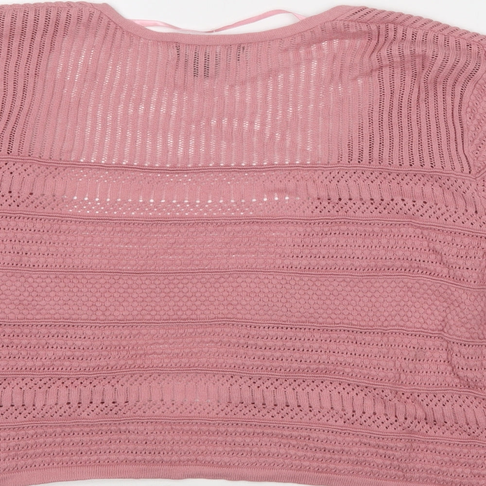 Primark Womens Pink V-Neck  Cotton Shrug Jumper Size XL