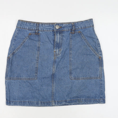 Pep & Co Womens Blue  Cotton Mini Skirt Size 10   Button