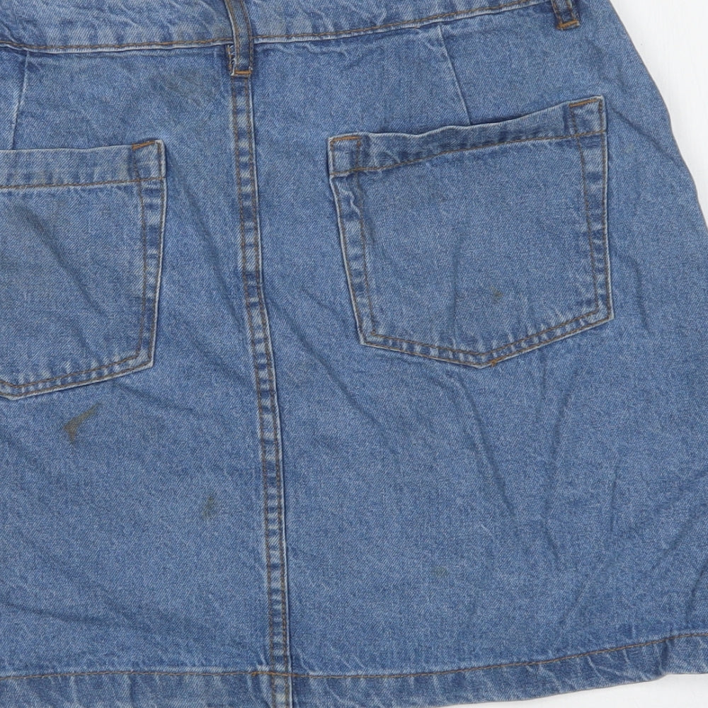 Pep & Co Womens Blue  Cotton Mini Skirt Size 10   Button