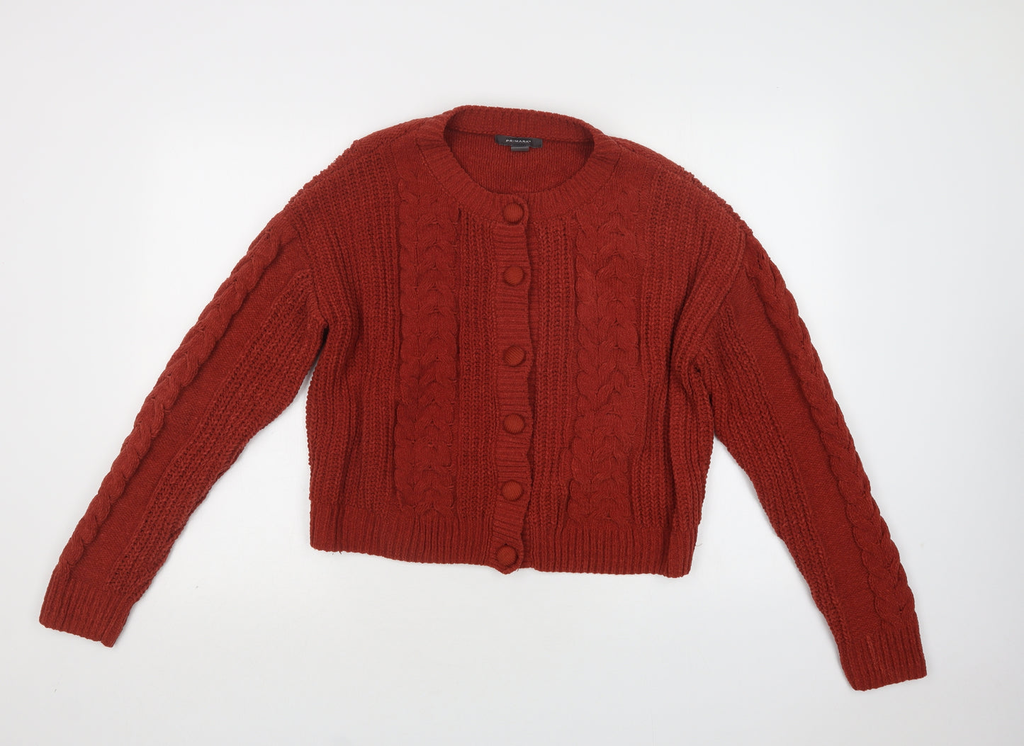 Primark Womens Brown Crew Neck  Polyester Cardigan Jumper Size S