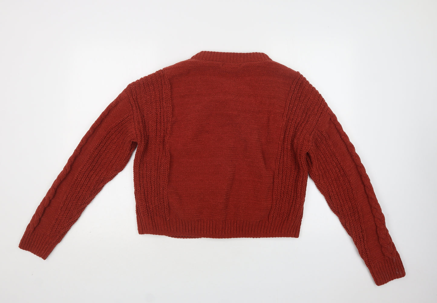 Primark Womens Brown Crew Neck  Polyester Cardigan Jumper Size S