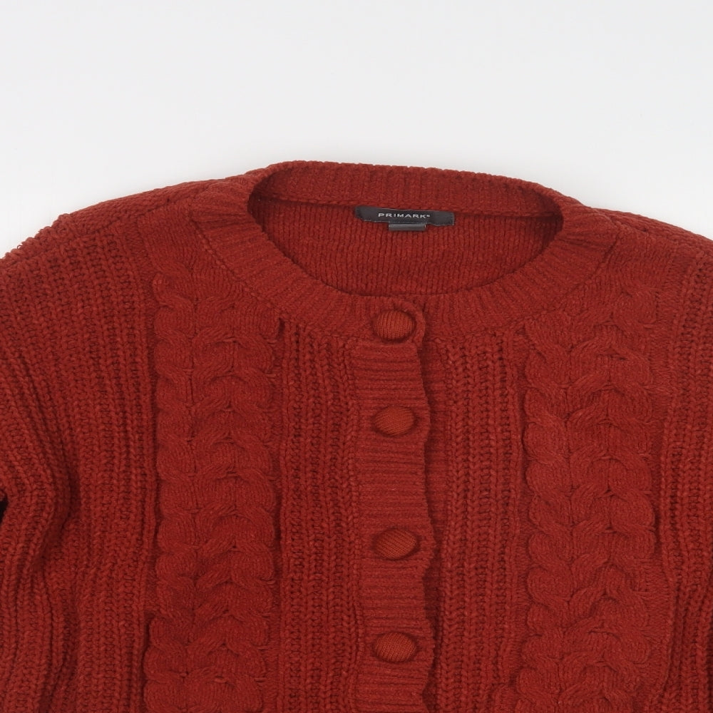 Primark Womens Brown Crew Neck  Polyester Cardigan Jumper Size S