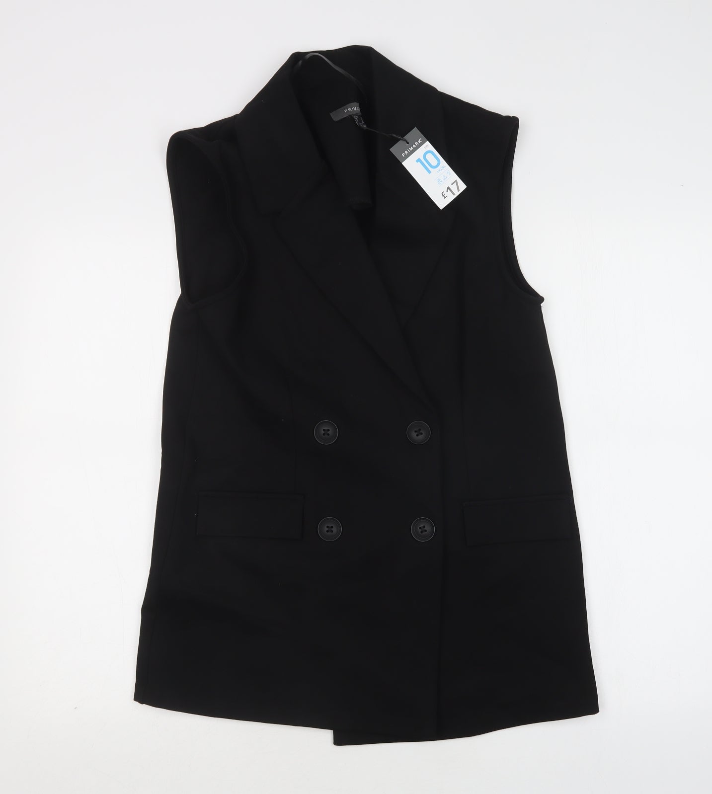 Primark Womens Black   Jacket Waistcoat Size 10  Button