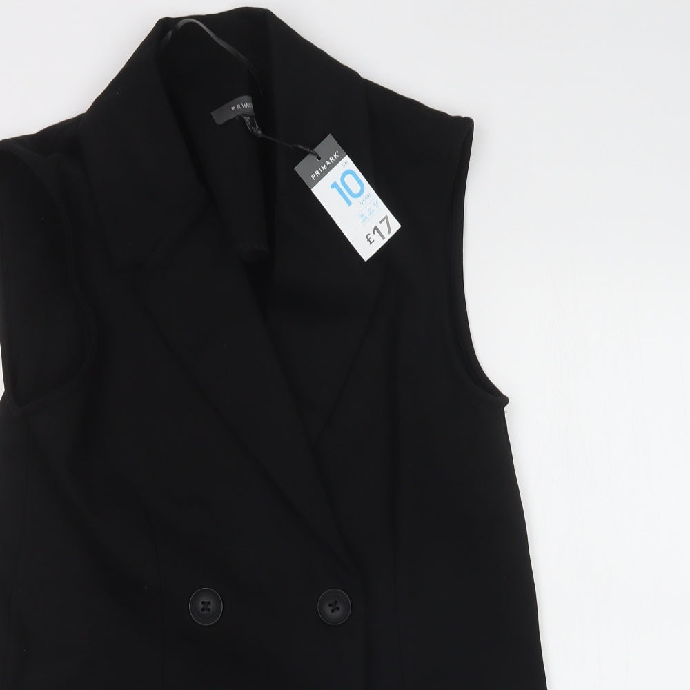 Primark Womens Black   Jacket Waistcoat Size 10  Button