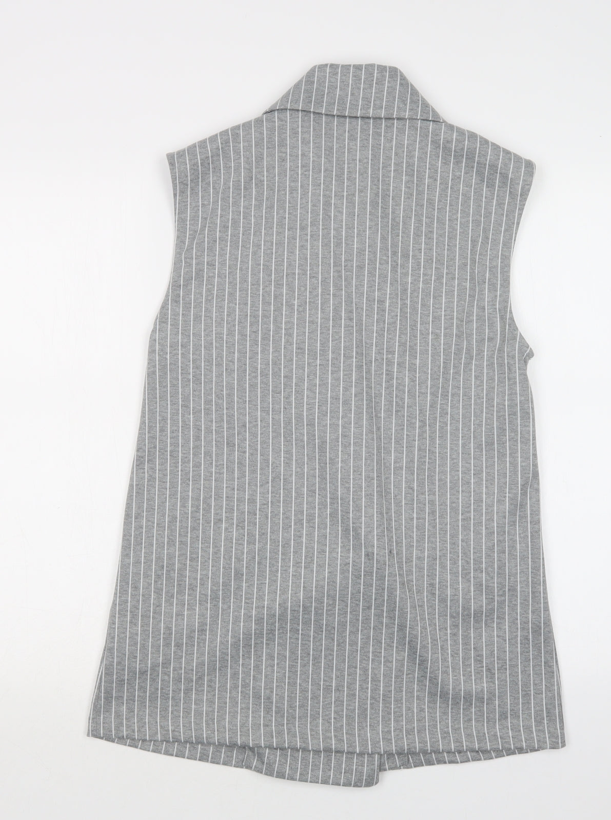 Primark Womens Grey Striped  Jacket Waistcoat Size 10  Button