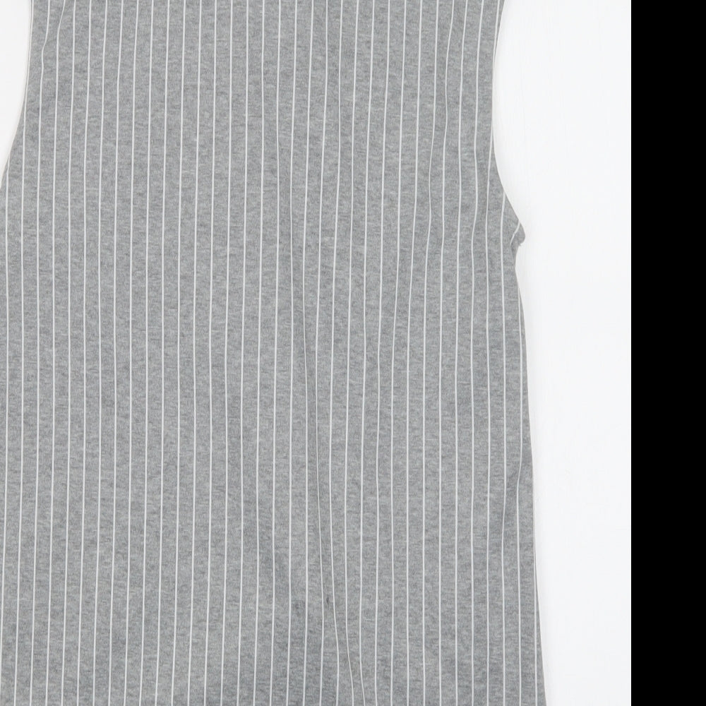 Primark Womens Grey Striped  Jacket Waistcoat Size 10  Button