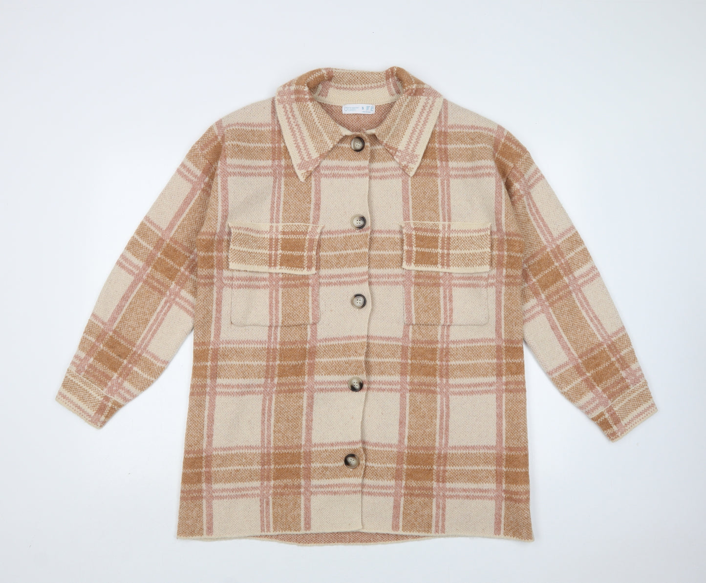 Primark Womens Beige Check  Jacket  Size S  Button