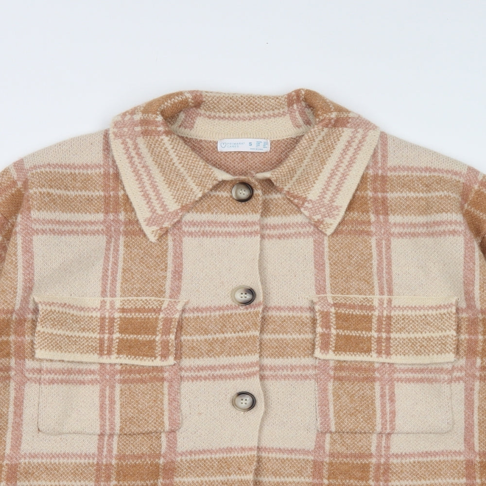 Primark Womens Beige Check  Jacket  Size S  Button