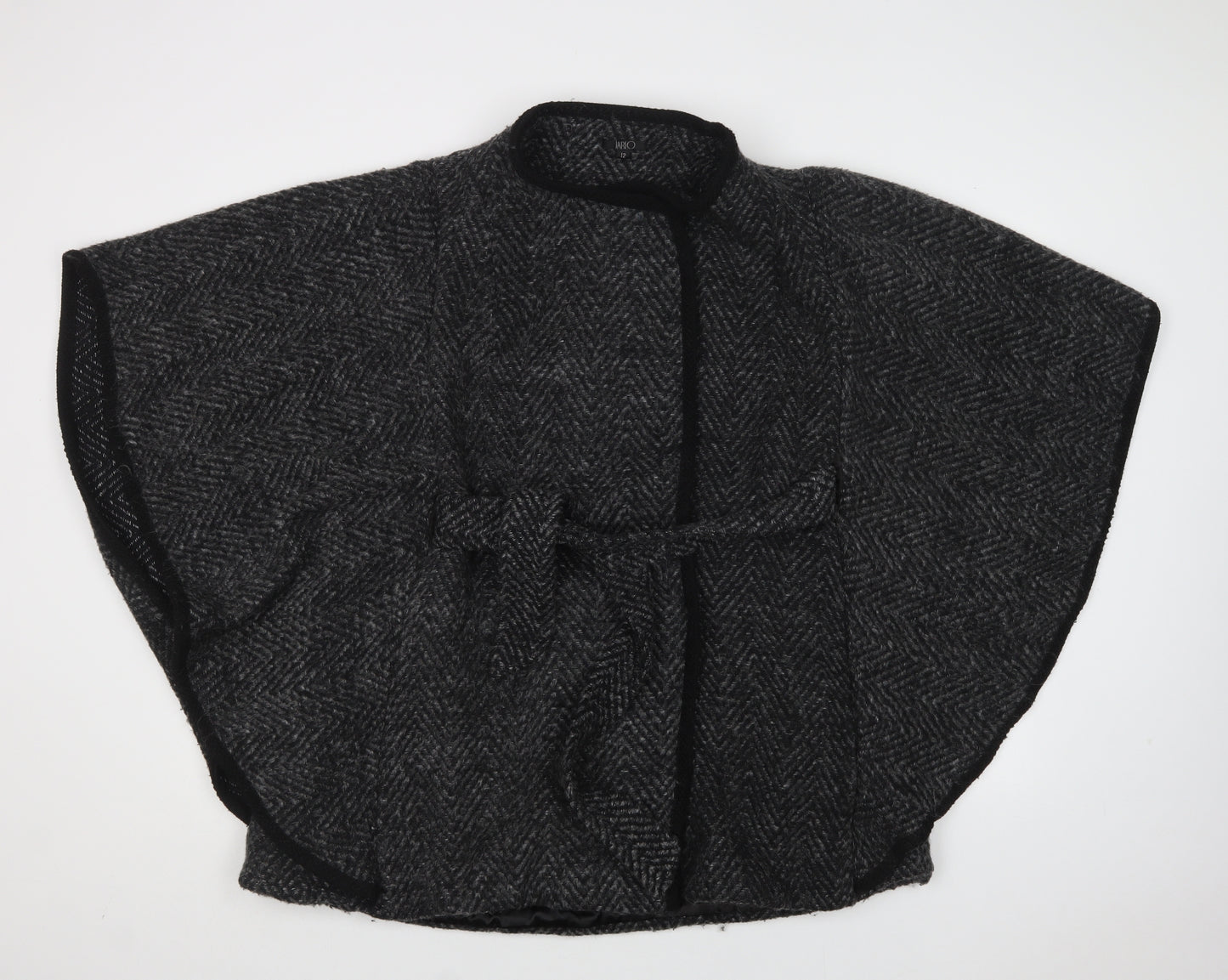 Jarlo Womens Grey Herringbone  Overcoat Coat Size 12  Snap