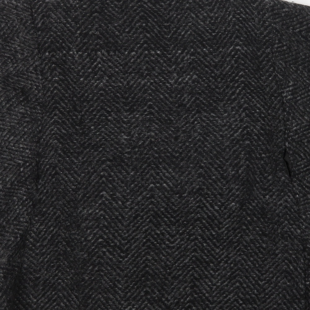 Jarlo Womens Grey Herringbone  Overcoat Coat Size 12  Snap