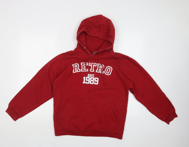 Awdis Womens Red Cotton Pullover Hoodie Size S