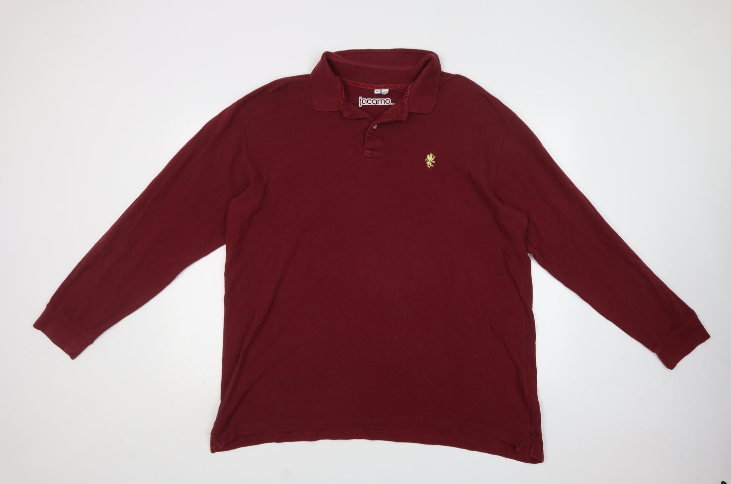 Jaacamo Mens Red  Cotton  Polo Size 2XL Collared Button