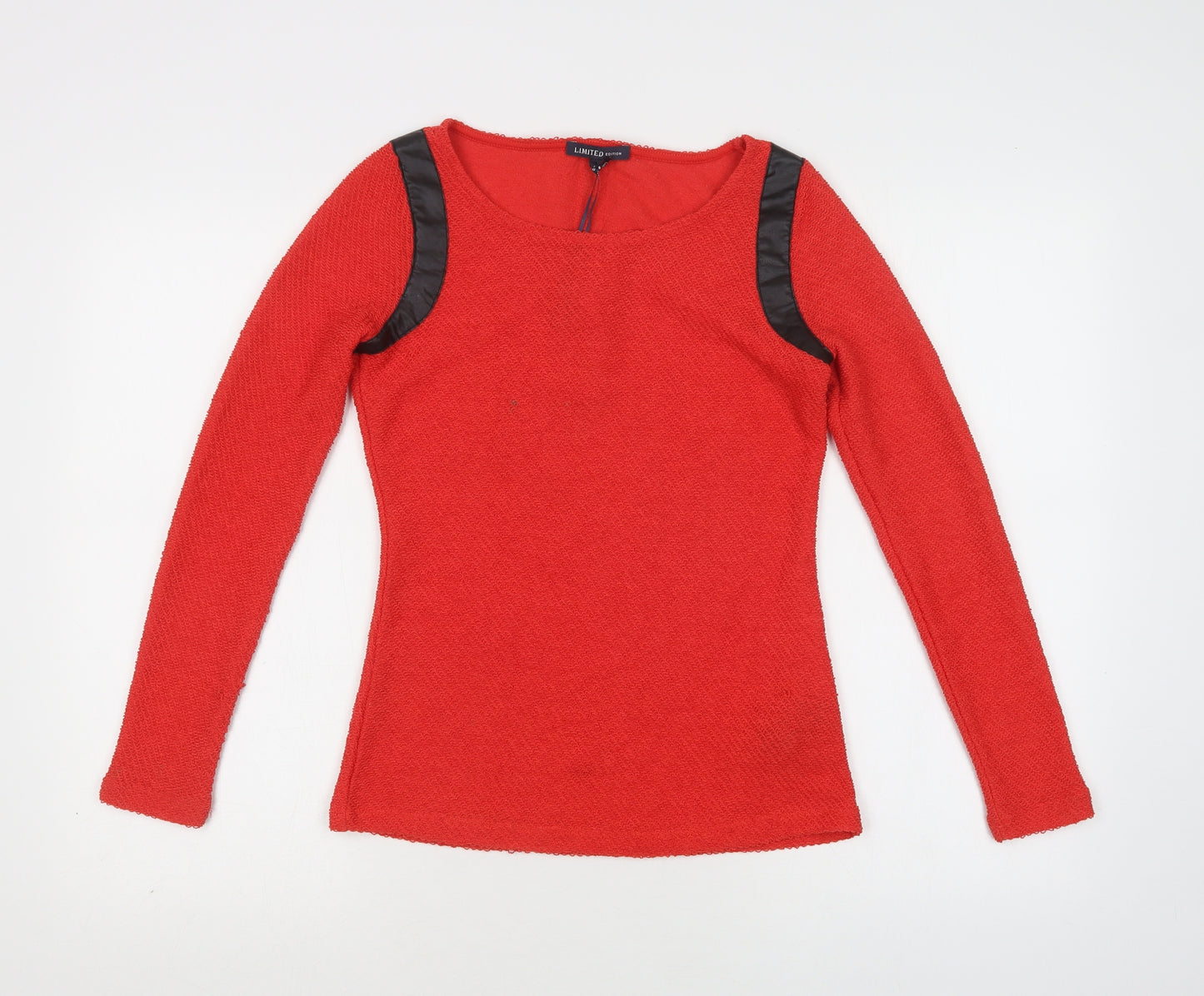 M&S Womens Red  Polyester Basic Blouse Size 8 Round Neck