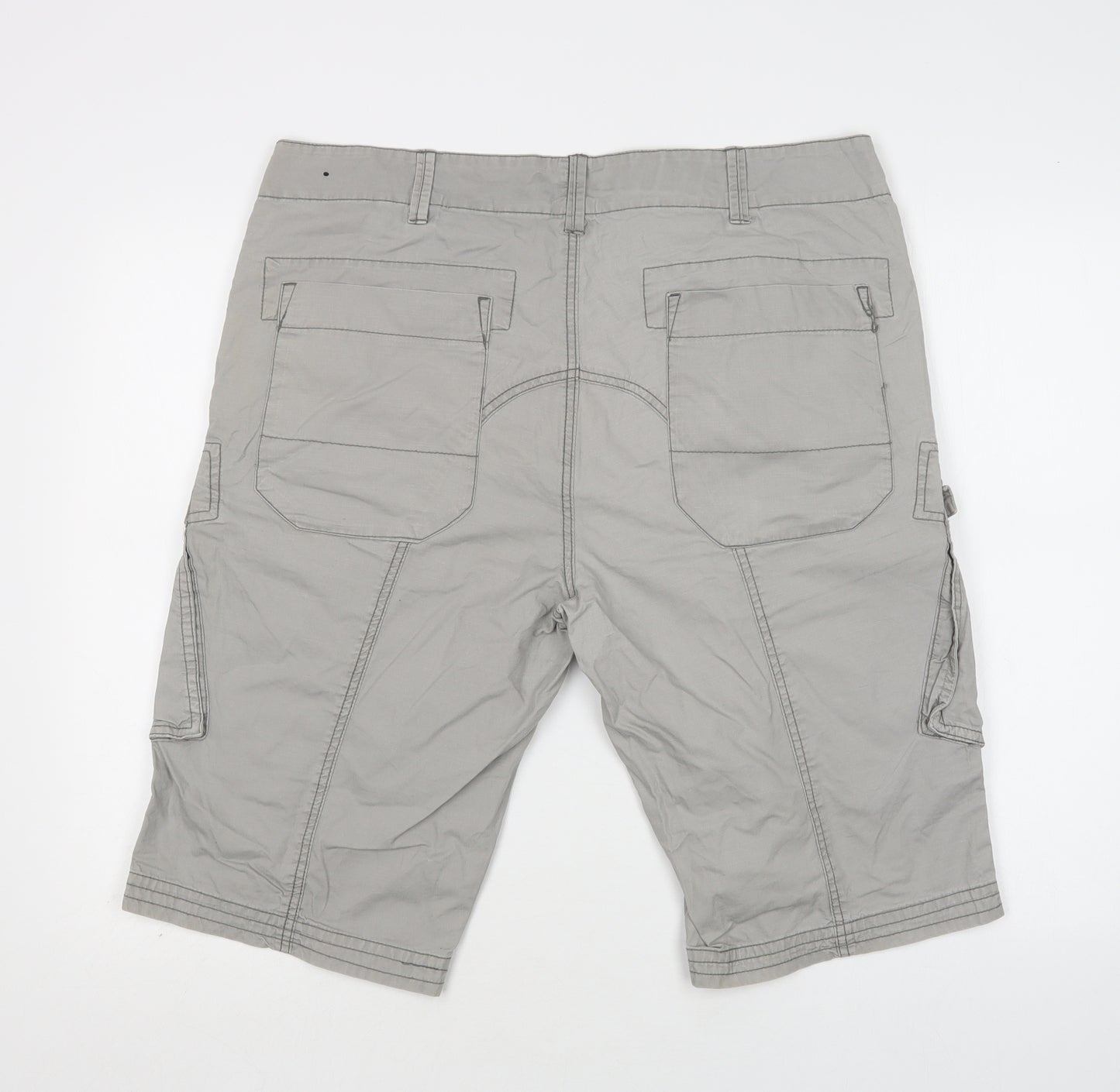 Denim 73 Mens Grey  Cotton Cargo Shorts Size 36 L15 in Regular Button