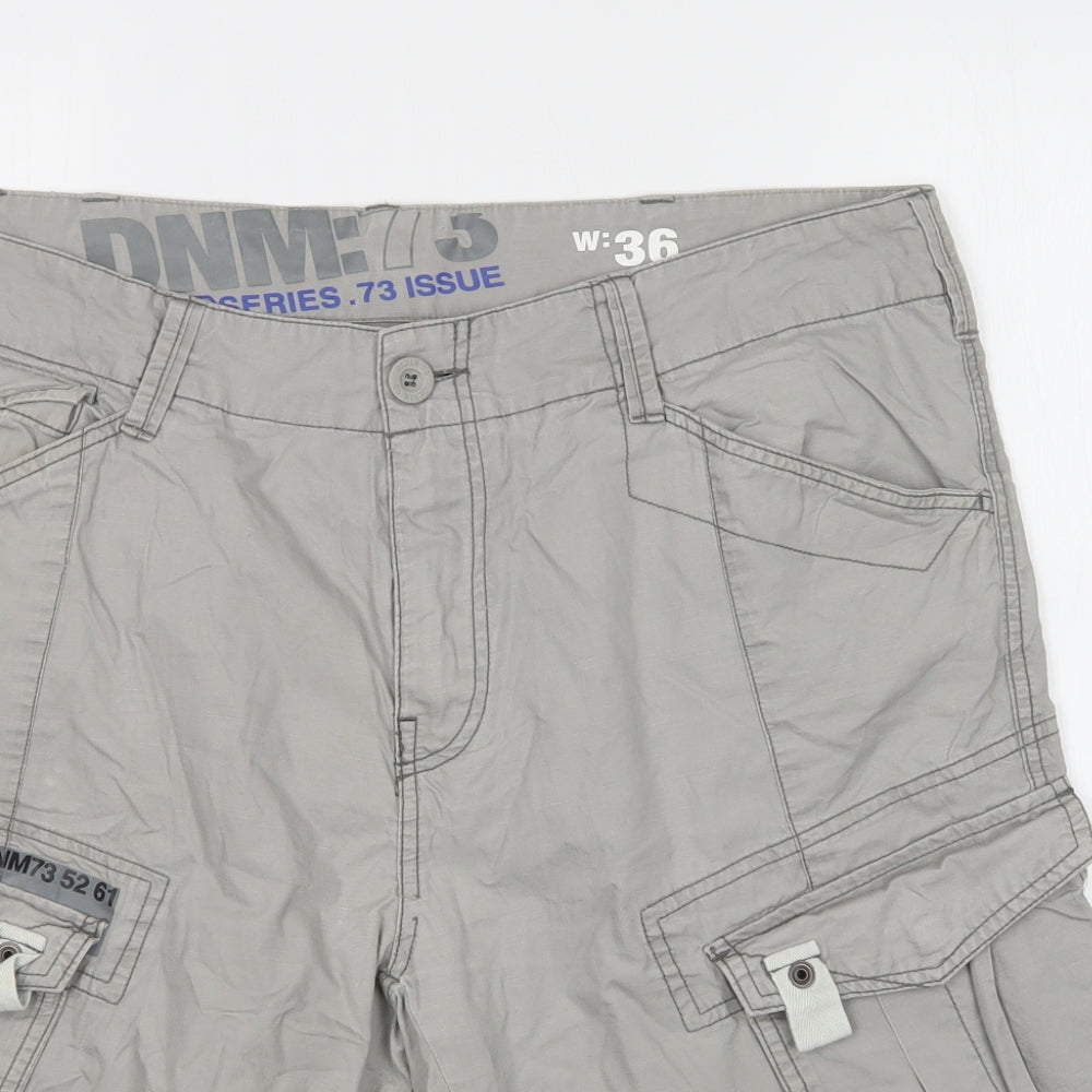 Denim 73 Mens Grey  Cotton Cargo Shorts Size 36 L15 in Regular Button
