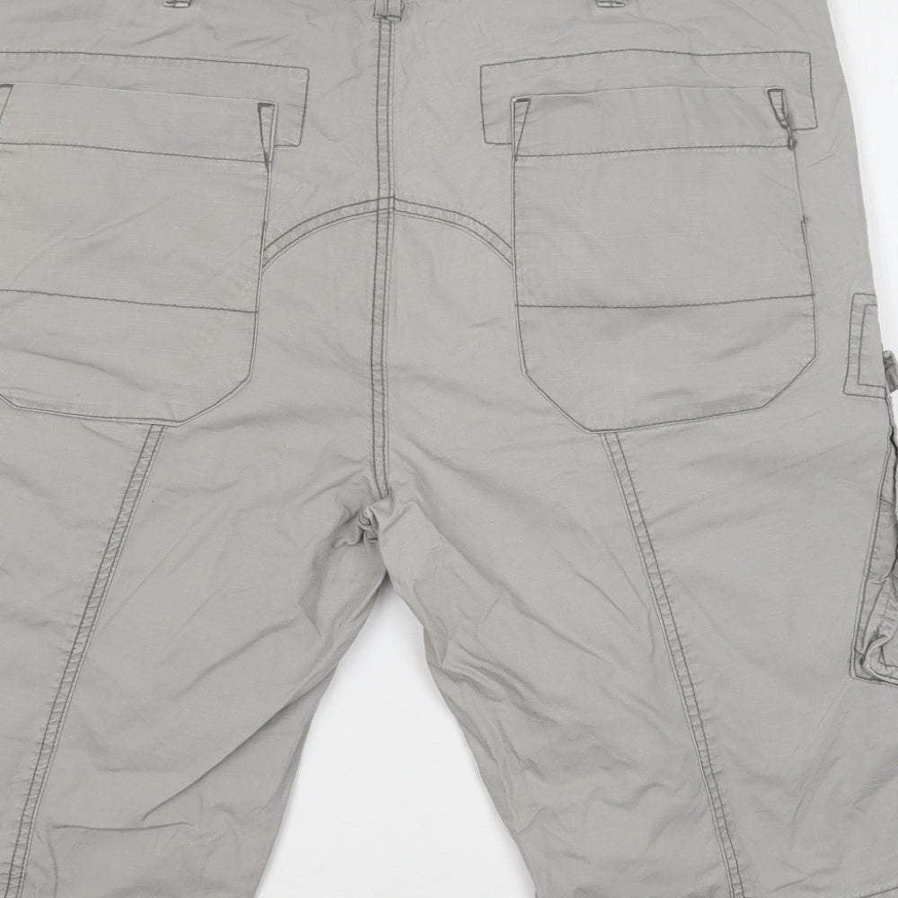 Denim 73 Mens Grey  Cotton Cargo Shorts Size 36 L15 in Regular Button