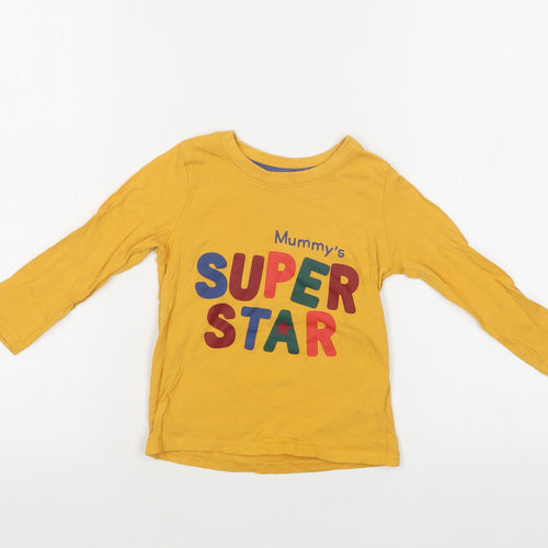 Primark Baby Yellow  Cotton Basic T-Shirt Size 18-24 Months Crew Neck  - Super Star