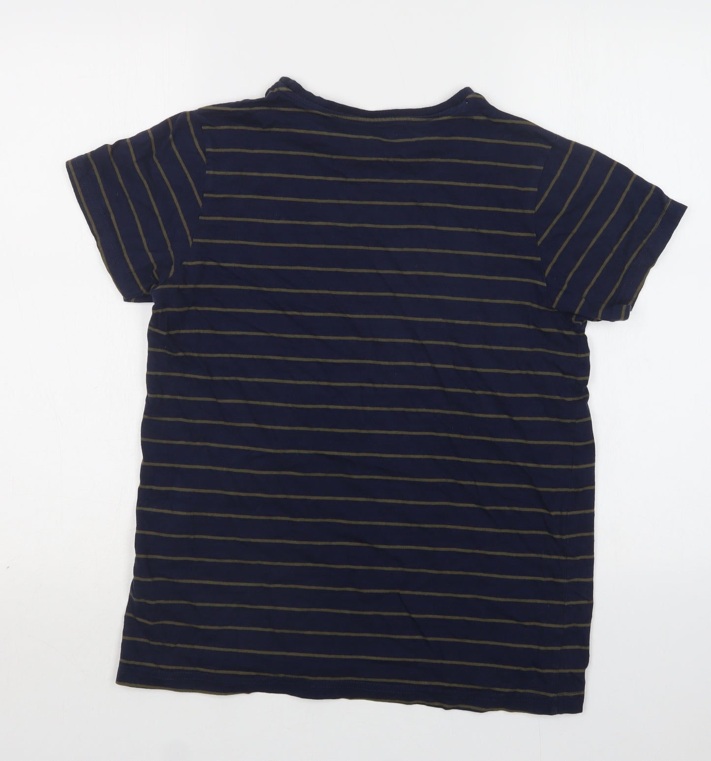 Primark Boys Blue Striped Cotton Basic T-Shirt Size 13-14 Years Crew Neck