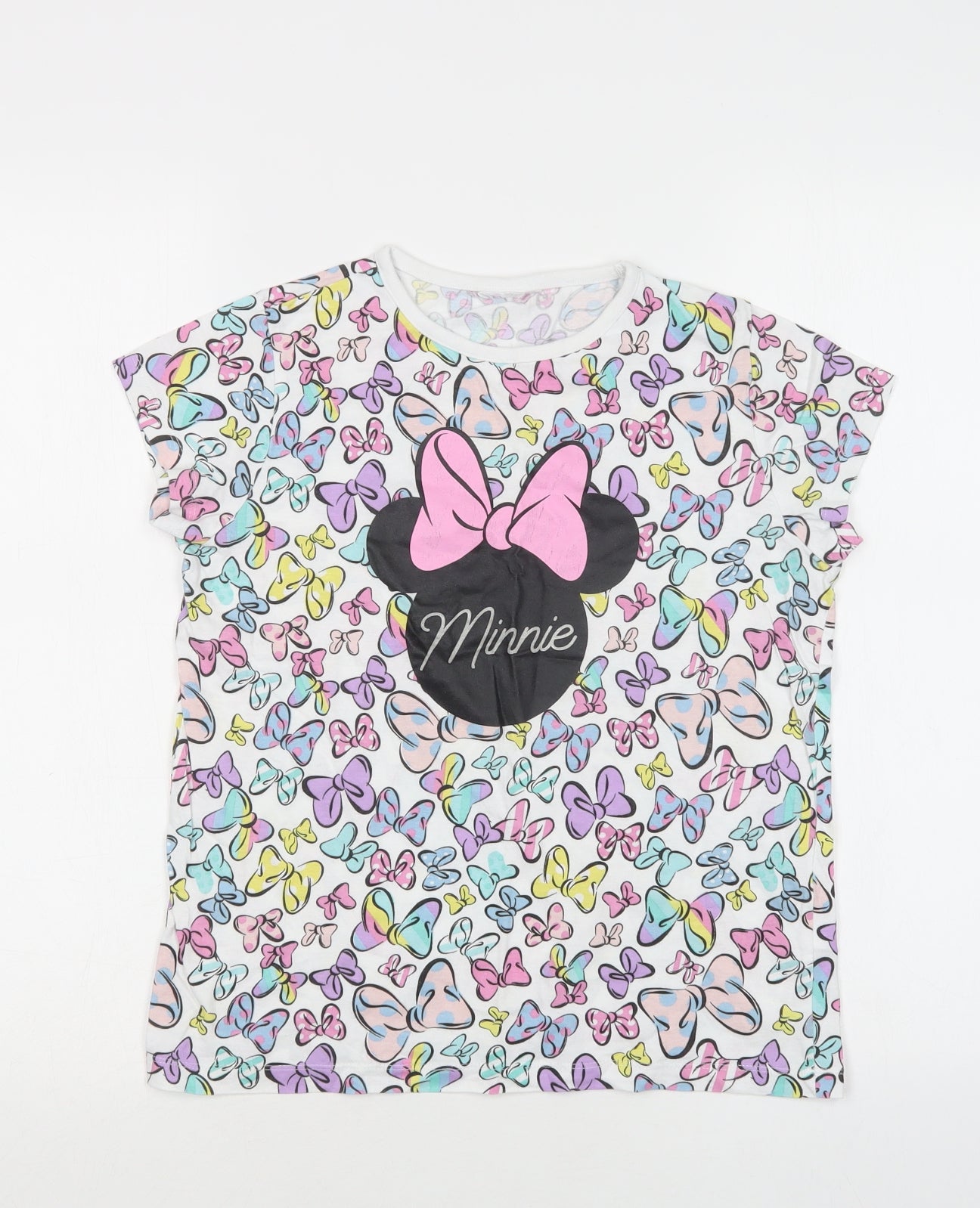 Primark Girls Multicoloured Geometric Cotton Top Pyjama Top Size 10-11 Years   - Minnie Mouse