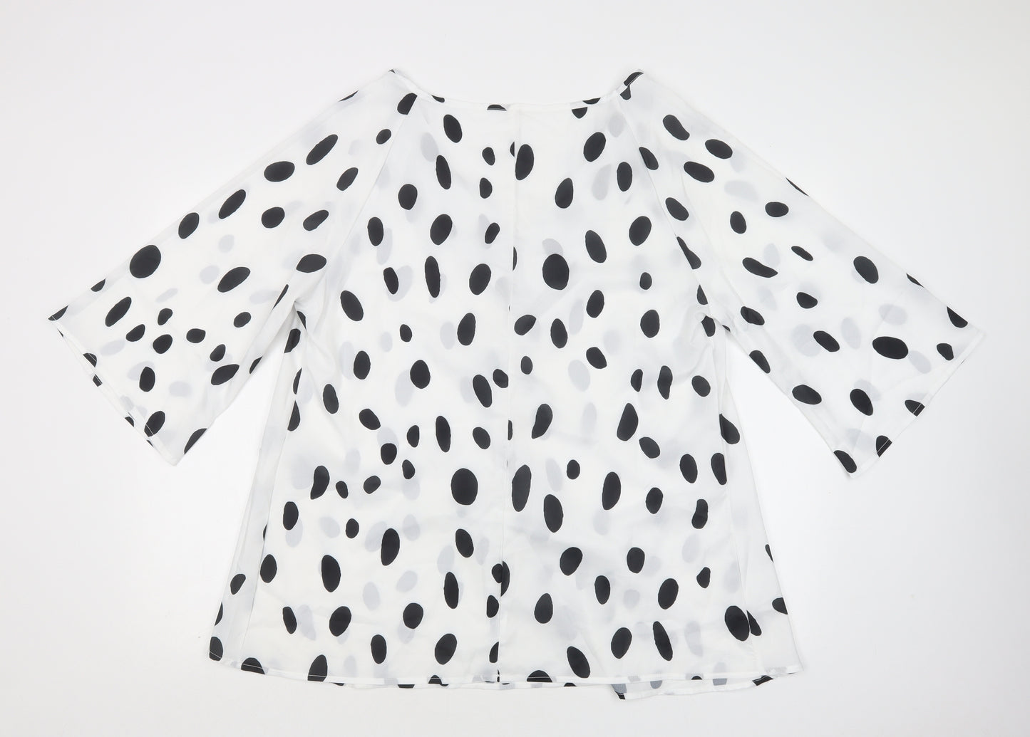 Preworn Womens White Animal Print Polyester Basic Blouse Size XL V-Neck