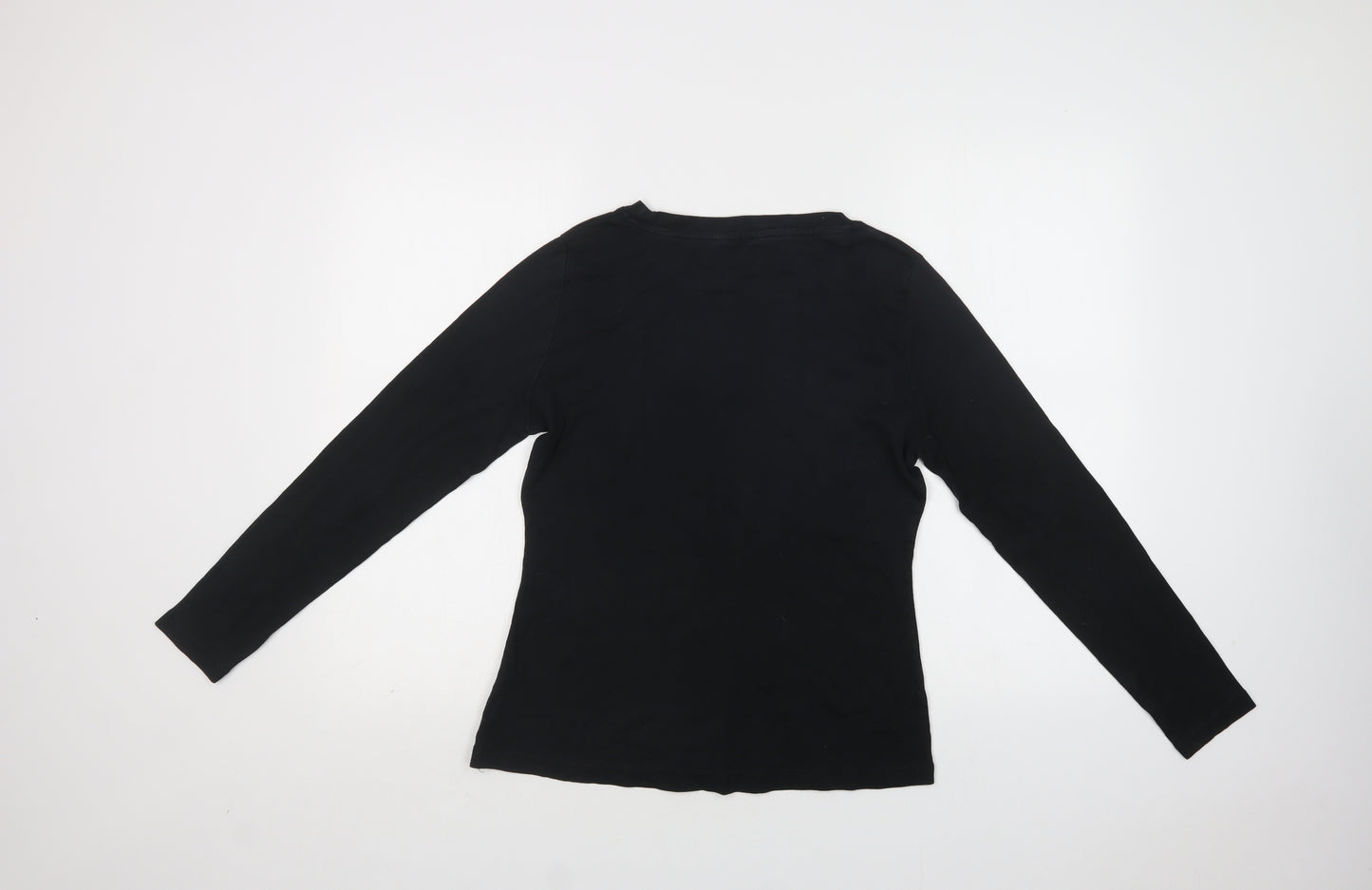 Original Essentials Womens Black  Cotton Basic T-Shirt Size 16 Crew Neck