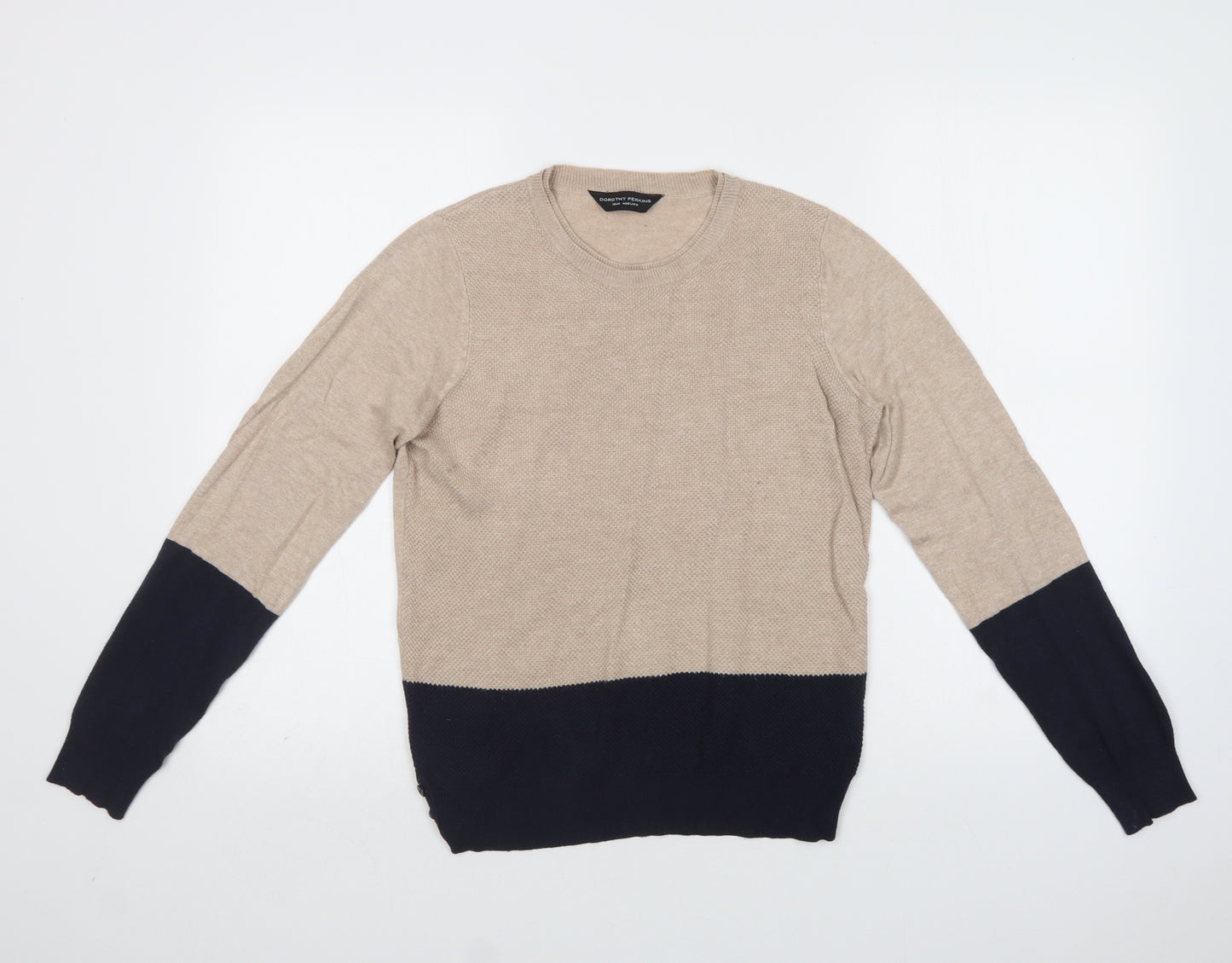 Dorothy Perkins Womens Beige Crew Neck  Viscose Pullover Jumper Size 12
