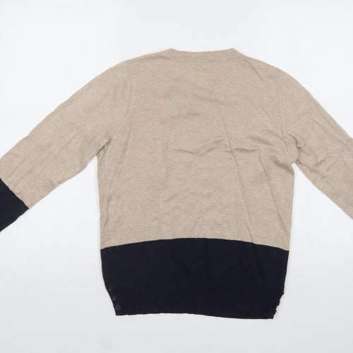Dorothy Perkins Womens Beige Crew Neck  Viscose Pullover Jumper Size 12