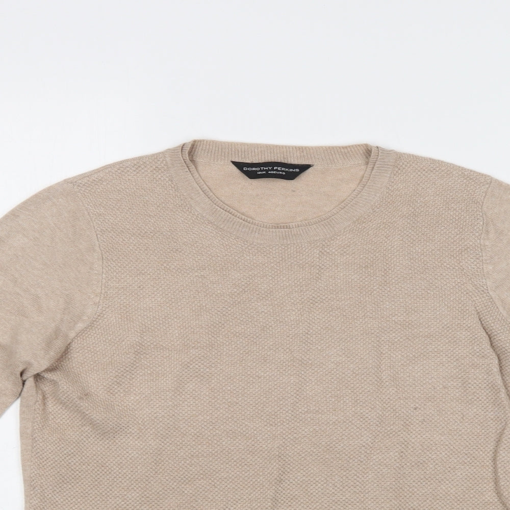 Dorothy Perkins Womens Beige Crew Neck  Viscose Pullover Jumper Size 12
