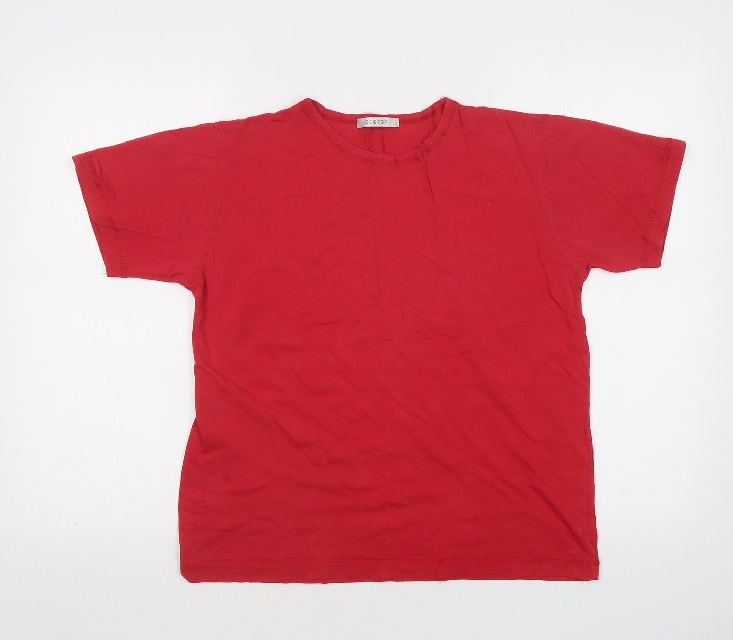 George Womens Red  Cotton Basic T-Shirt Size 14 Crew Neck