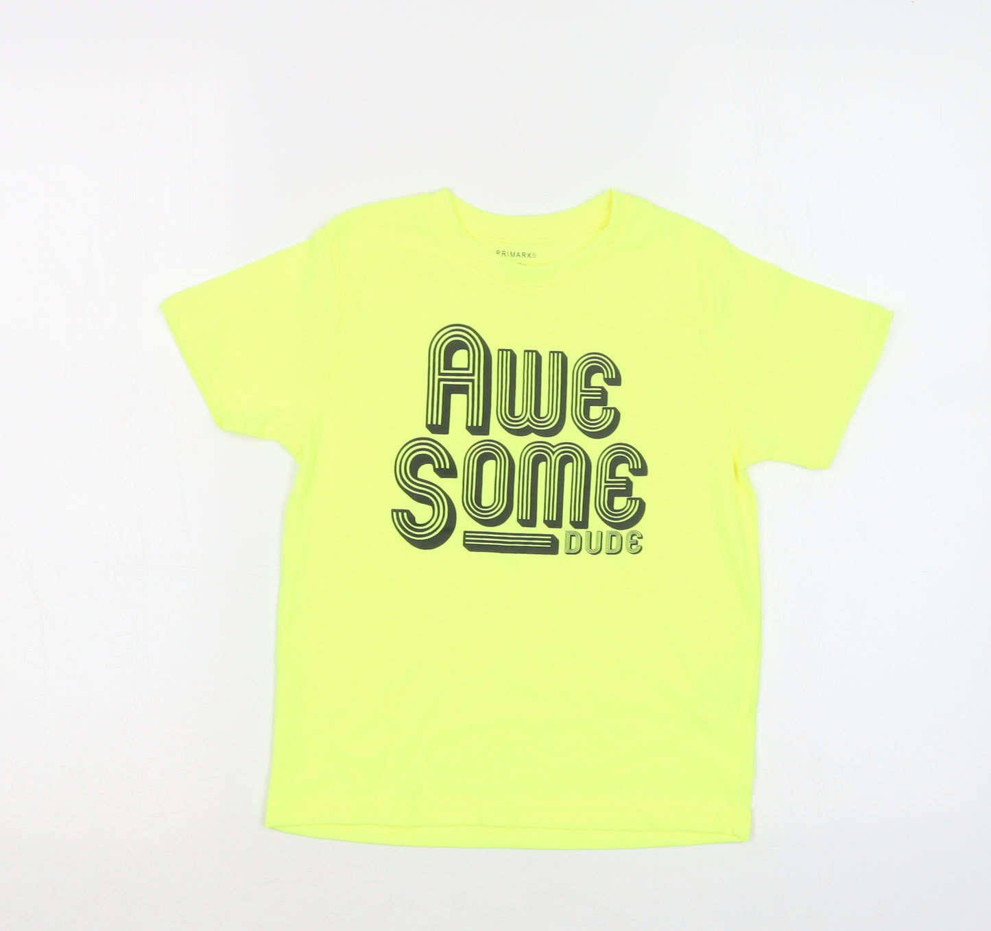 Primark Boys Yellow  Polyacrylate Fibre Basic T-Shirt Size 6-7 Years Crew Neck  - Awesome