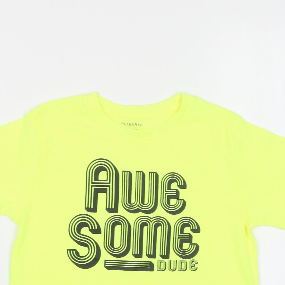 Primark Boys Yellow  Polyacrylate Fibre Basic T-Shirt Size 6-7 Years Crew Neck  - Awesome