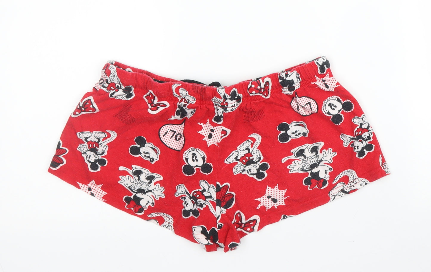Disney Womens Red Solid Cotton Capri Sleep Shorts Size M  Drawstring - Minnie Mouse