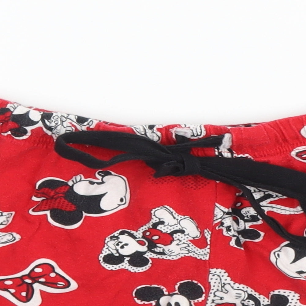 Disney Womens Red Solid Cotton Capri Sleep Shorts Size M  Drawstring - Minnie Mouse